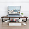 Picture of TEAMIX 26 inch Triangle Monitor Stand Riser, Desktop Corner Shelf with Metal Leg Wood Computer Stand with Storage Laptop Riser Office Organization
