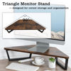 Picture of TEAMIX 26 inch Triangle Monitor Stand Riser, Desktop Corner Shelf with Metal Leg Wood Computer Stand with Storage Laptop Riser Office Organization