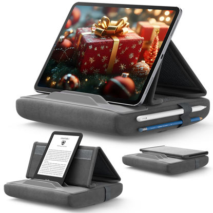 Picture of JSAUX Tablet Pillow Stand, Tablet Stand Holder Dock for Lap, Bed and Desk Compatible with iPad Pro 11 10.5 9.7 10.2 Air Mini, Kindle, Tablets, Phones, E-Reader, Books and More 4-11'' Devices Grey
