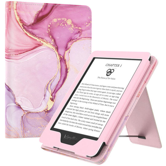 Picture of MoKo Case Fits 6" Kindle(11th Generation, 2022 Release)/Kindle(10th Gen,2019)/Kindle(8th Gen, 2016), Ultra Lightweight PU Shell Cover with Auto Wake/Sleep for Kindle 2022, Light Pink Gold Marble