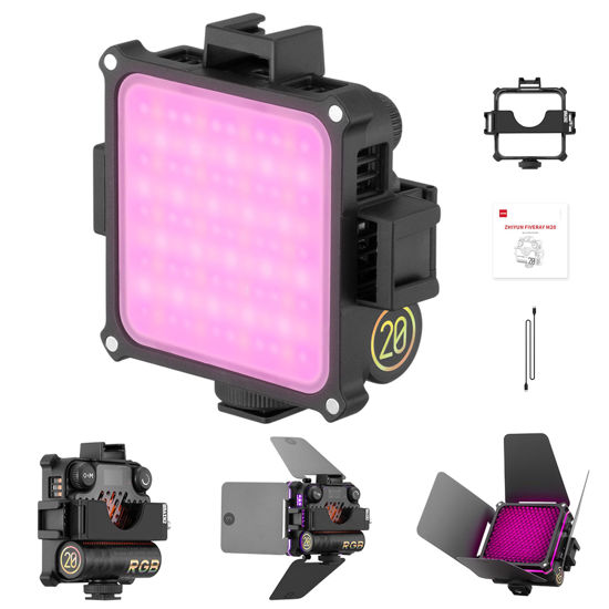 Picture of ZHIYUN FIVERAY M20C LED Video Light - 2500K-10000K DynaVort Cooling System Mark II with Radiant Full-Color RGB Glow