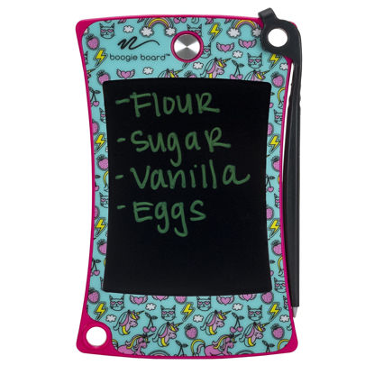 Picture of Boogie Board Jot Pocket Writing Tablet - Doodle Board Kids Travel Essentials LCD Screen Instant Erase Stylus Pen Kickstand Drawing Pad Girls Boys Educational Toy Birthday Gift Unicorn Design