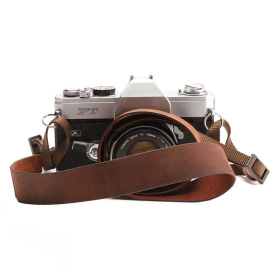 Picture of CANPIS Crazy Horse Leather Camera Strap, Comfortable Vintage Camera Strap, Soft Adjustable Camera Neck Shoulder Strap for Photographers Women Men