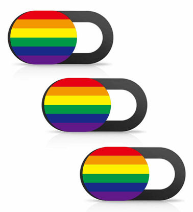 Picture of SIREG Webcam Cover Ultra Thin - Web Camera Cover fits Laptop,Tablet, Computer, Smartphone, Protect Your Privacy and Security,Strong Adhesive (Rainbow-Black & 3 Pack)