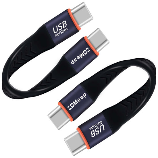 Picture of COMeap Short USB C Cable, 40Gbps USB4 4 Inch Support 100W PD Fast Charging, 8K Display, Thunderbolt 4/3 Interface, Flat USB C to USB C for Steam Deck, ROG Ally, Laptop, Tablet, Phone (2-Pack