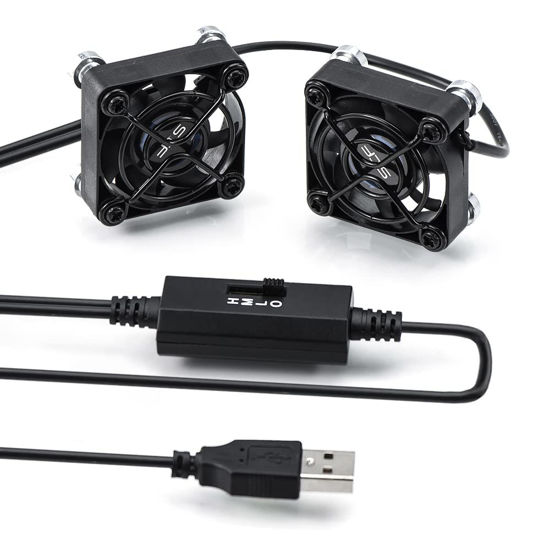 Picture of SCCCF Dual 40mm USB Fan with 3 Speeds Adjustable 5V PC Fan Mini Case Fan Quiet Computer Fan Compatible for PC, TV Box, Router, Xbox, Playstation