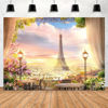 Picture of Yieldeer Paris Photo Backdrop Eiffel Tower Wall Tapestry French City Photography Background Parisian Themed Birthday Party Decorations Banner, 7x5ft