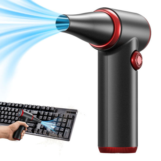 Picture of Koonie Compressed Air Duster, 100500RPM Electric Air Duster with LED Light, Cordless Air Blower Replaces Compressed Air Cans, Rechargeable Dust Remover for Computer Keyboard Car Cleaning