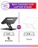 Picture of brocoon Laptop Stand, Adjustable Laptop MacBook Stand for Desk, Ergonomic Aluminum Computer Stand with Heat-Vent, Laptop Riser Compatible for 10-17" Laptops