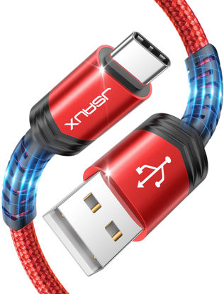 Picture of JSAUX USB C Cable [2-Pack 3.3ft], USB A to USB Cord 3.1A Fast Charging Compatible with iPhone 16/16 Plus/16 Pro/16 Pro Max/iPhone 15 Series, Samsung Galaxy S20 S10 S9, Note 20 10, Car Play, LG - Red