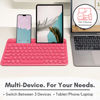 Picture of Macally Wireless Keyboard for Tablet and Phone - Multi Device Bluetooth Keyboard for iPad Mini/Pro, Android, iPhone, Smartphone - Rechargeable Small Keyboard with Built in Stand and Quiet Keys