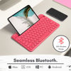 Picture of Macally Wireless Keyboard for Tablet and Phone - Multi Device Bluetooth Keyboard for iPad Mini/Pro, Android, iPhone, Smartphone - Rechargeable Small Keyboard with Built in Stand and Quiet Keys