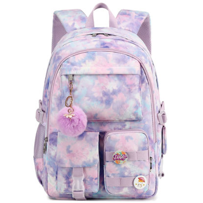 Picture of Hidds Laptop Backpacks 16 Inch School Bag College Backpack Anti Theft Travel Daypack Bags Bookbags for Teens Girls Women Students (Tie-Dye Purple)