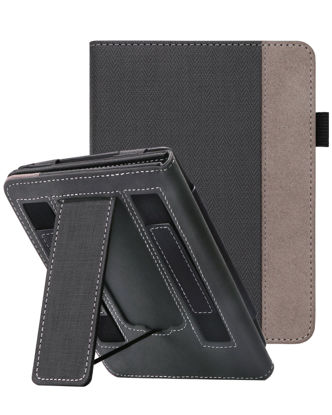 Picture of WALNEW Stand Case for 7" All-New Kindle Paperwhite 12th Generation (2024 Released) and Kindle Colorsoft Signature Edition, Two Hand Straps Shell PU Leather Cover with Auto-Wake/Sleep