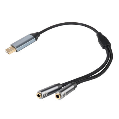 Picture of belipro USB to 3.5mm Audio Jack Adapter, TRRS USB to AUX Audio Jack External Stereo Sound Card for Headphone, Speaker, MAC,PS5, PC, Laptop, Desktops...