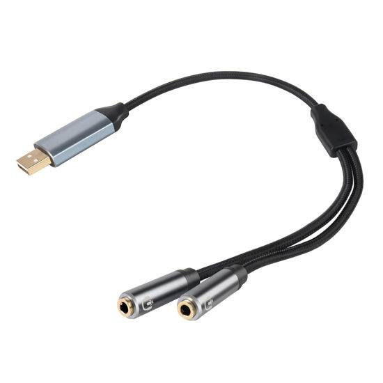 Picture of belipro USB to 3.5mm Audio Jack Adapter, TRRS USB to AUX Audio Jack External Stereo Sound Card for Headphone, Speaker, MAC,PS5, PC, Laptop, Desktops...