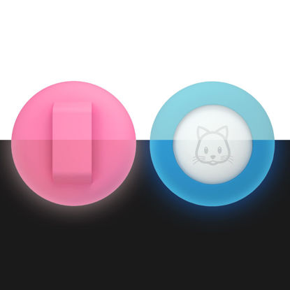 Picture of 2022 Airtag Cat Collar Holder, Small Air tag Cat Collar Holder Compatible with Apple Airtag GPS Tracker, 2Pack Waterproof Case Cover for Cat Dog Pet Collar Within 3/8 inch (LuminousPink&LuminousBlue)