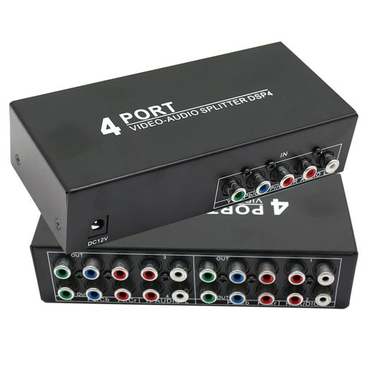 Picture of BolAAzuL 5 RCA Component Video Audio Splitter 1 in 4 Out, 4-Way RCA/YPbPr Component Video L/R Audio AV Splitter Box 1 RCA Audio Video to 4 RCA for PS2 Wii X Box DVD HDTV