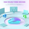 Picture of RAPIQUE Bluetooth Wireless Mouse, Rechargeable Slient Multi-Device Computer Mice (Tri-Mode: BT1/2+2.4Ghz) with USB Receiver, Ergonomic Cordless Mouse for Laptop/MacBook/PC/iPad(Mint Green to Purple)