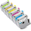 Picture of Labelwell 6-Pack Fluorescent Color Label Tape Replacement for Brother M 12mm 0.47 Tape Refills for P Touch PT-45 PT-65 PT-70 PT-80 PT-M95, Black on White/Blue/Purple+Fluorescent Yellow/Orange/Green