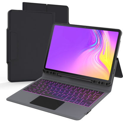 Picture of for Samsung Galaxy Tab S7 FE/S8 Plus 12.4" Keyboard Case: 7 Colors Backlit Trackpad Keyboard for 12.4" Galaxy Tab S7 Plus S7+ S8+ | Smart Touch Wireless Keyboard with Kickstand Folio Tablet Cover