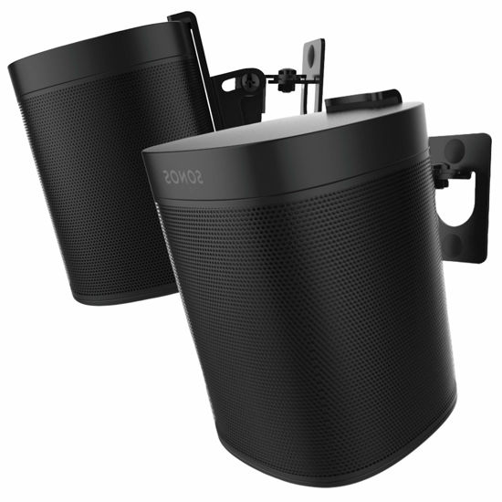 Picture of 2 x ONE, ONE Gen 2, ONE SL, Play:1 Wall Mount Bracket, Twin Pack, Black, Compatible with Sonos ONE, ONE Gen 2, ONESL & Play:1