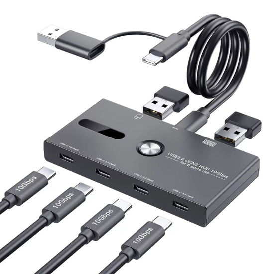 Picture of 10Gbps USB C Hub, 6 Ports USB C Splitter, Type-C and USB 3.2 to USB C Hub for PC, Laptop, MacBook Pro/Air, iMac, Surface Pro, Chromebook, Etc(HUB ONLY, Not Support Charging/Monitor)