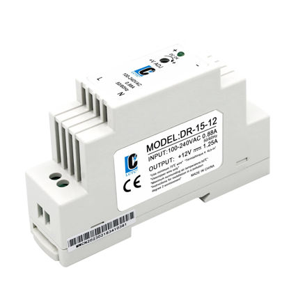 Picture of LCLCTC DC 12V Din Rail Power Supply Slim 15W 1.25A MAX(1a Can Also Be Used);Thin;(Input:100-240VAC,Output:12VDC,50/60HZ) (Volts_of_Direct_Current, 12)