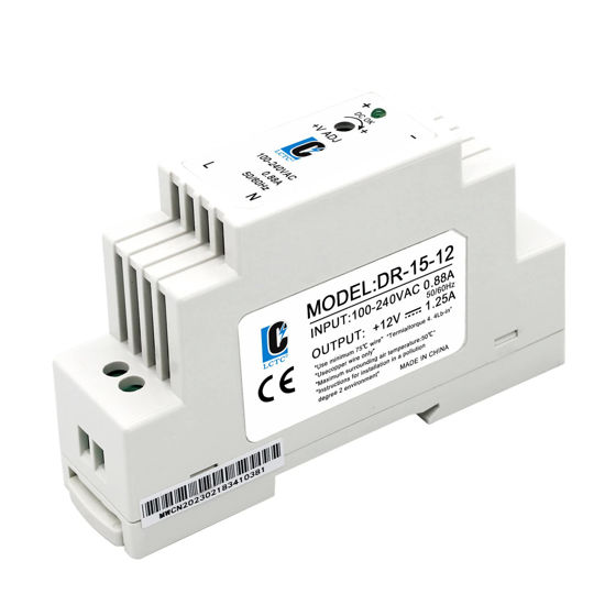 Picture of LCLCTC DC 12V Din Rail Power Supply Slim 15W 1.25A MAX(1a Can Also Be Used);Thin;(Input:100-240VAC,Output:12VDC,50/60HZ) (Volts_of_Direct_Current, 12)