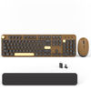 Picture of Wireless Computer Keyboards Mouse Combos, COVEVA Colorful Typewriter Retro Keyboard with Round Keycaps, USB Keyboard and Mouse Set 2.4GHz Full-Size Wireless Keyboard and Optical Mouse（Black-Coffee）