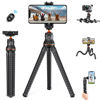 Picture of K&F Concept Mini Tripod Stand, Flexible Camera Cellphone Tripod with Bluetooth Remote, 1/4'' Screw with Phone Holder&Cold Shoe, 6.6lbs Max Load Compatible with Smartphone/Canon Nikon Sony Camera
