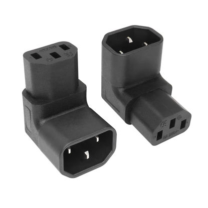 Picture of YACSEJAO IEC 320 Male C14 to 90 Degree Down Right Angled C13 Power Extension Adapter, 2PCS