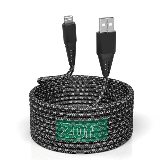 Picture of iPhone Charger Cord 20FT/6M [Apple MFi Certified] Lightning Cable Extra Long iPhone Charging Cord Nylon Braided Fast Apple Charger Cable 2.4A for iPhone 12 11 Pro X XS Max XR/8 Plus/7 Plus/6/6s Plus