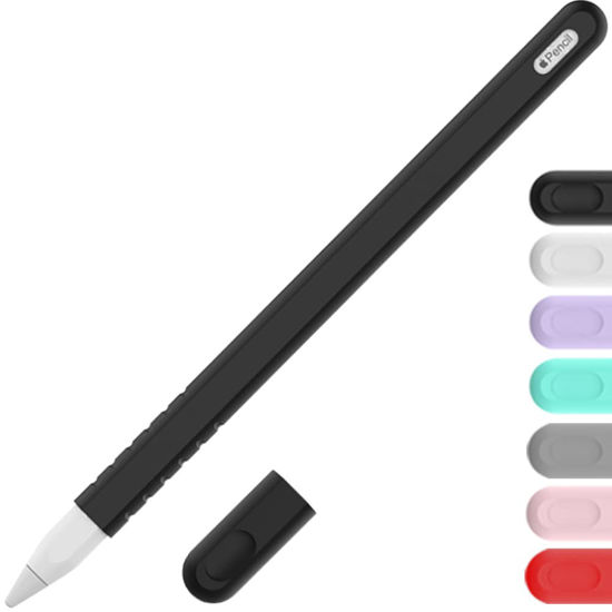 Picture of YINVA Sleeve Cover Compatible with Apple Pencil 2nd Generation, Grip Skin Case Accessories Compatible with iPad Pencil 2 Gen with Nib Cap (Black)