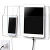 Picture of Pansyling Clear Wall Tablet Holder Acrylic Wall Mounted Phone Holder for iPad Wall Mount Holder, Remote Control Holder Laptop Stand for eReader Wall Storage Caddy with Charging Holes for Kindle iPhone