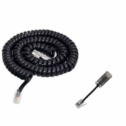 Picture of Telephone Cord Detangler,AIMIJIA Black Coiled Telephone Handset Cord 13 Ft Uncoiled / 2 Ft Coiled and Black Extended Rotatable Telephone Phone Cord Detangler Landline Telephone Accessory