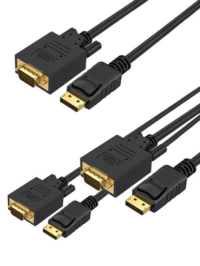 Picture of CableCreation Displayport to VGA Adapter 6 FT, 3-Pack DisplayPort to VGA Cable Gold Plated 1080p@60Hz, DP Male to VGA Male Cable, Black…