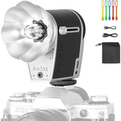 Picture of Godox Lux Cadet Retro Camera Flash Kit with USB Light GN10 620 Full Power, 6200K CCT, S1/S2 Optical Control for Fuji, Canon, Nikon, Sony, Olympus Camera, Charging Cable & Storage Bag