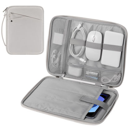 Picture of MoKo 9-11 Inch Tablet Sleeve Carrying Case with Handle, Padded Protective Travel Bag for New iPad Air/Pro 11 inch 2024,iPad 10th Gen 10.9,iPad Air 5/4th 10.9,iPad 9/8th 10.2,Tab S9/S8 11, Gray & White