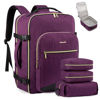 Picture of LOVEVOOK Large Travel Laptop Backpack Women, 40L Flight Approved Carry on Backpack Waterproof 17inch Luggage Daypack Business Weekender Overnight Backpacks Bag with 3 Packing Cubes, Dark purple-Black
