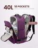 Picture of LOVEVOOK Large Travel Laptop Backpack Women, 40L Flight Approved Carry on Backpack Waterproof 17inch Luggage Daypack Business Weekender Overnight Backpacks Bag with 3 Packing Cubes, Dark purple-Black