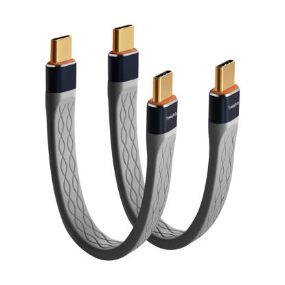 Picture of YoungSelly 2Pack Male to Male 0.4Ft USB C Flex Adapter, Compatible with Thunderbolt 4/3, USB4/3, Support 240W Fast Charging, 8K Display, 40Gbps Data Transfer.