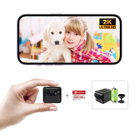 Picture of BEEDMXU Spy Hidden Wireless WiFi Security Camera - Low Power 2K FHD Nanny Cam with Night Vision & Motion Detection - Indoor Security Camera for Home, Office and Car