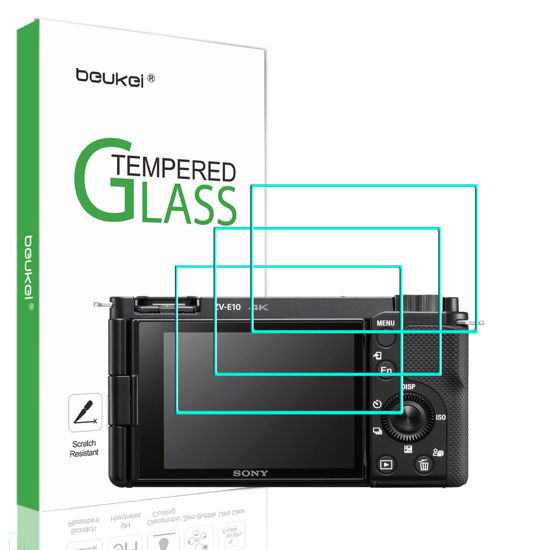 Picture of beukei (3 Pack) Designed for Sony Alpha ZV-E10 ZVE10 ZV-1F ZV1F ZV-1 II ZV-1 ZVI ZV1II Camera Screen Protector Tempered Glass, 9H Hardness