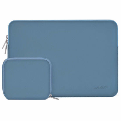 Picture of MOSISO Laptop Sleeve Compatible with MacBook Air/Pro, 13-13.3 inch Notebook, Compatible with MacBook Pro 14 inch 2023-2021 A2779 M2 A2442 M1, Neoprene Bag with Small Case, Navy Lime