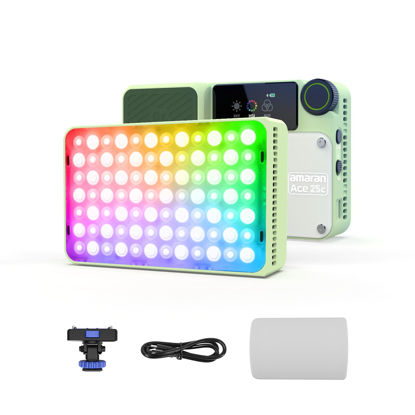 Picture of amaran Ace 25c Video Light,25w RGB Portable Light for Photography On-Camera Video Lights CRI/TLCI 95+,CCT 2,300K-10,000K,Rechargeable Dimmable Vlog Light,APP Control,PD Charging (Green)