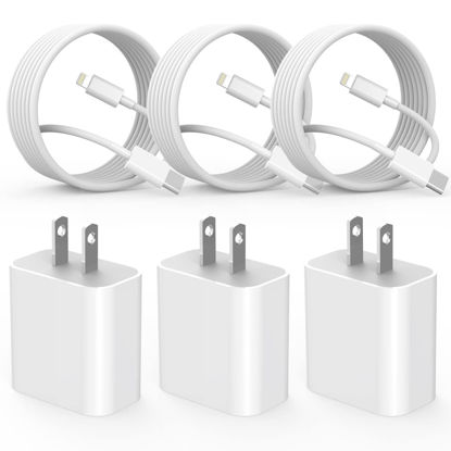 Picture of Fast Charger iPhone,iPhone Charger Cable,3Pack iPhone Charger Fast Charging 6Foot iPhone Charging USB C Charger Adapter 6FT Type C to Lightning Cable for iPhone 14 Pro Max/14 Plus/13/12 Mini/11/XS/SE