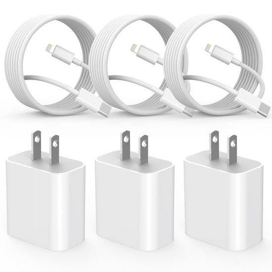 Picture of Fast Charger iPhone,iPhone Charger Cable,3Pack iPhone Charger Fast Charging 6Foot iPhone Charging USB C Charger Adapter 6FT Type C to Lightning Cable for iPhone 14 Pro Max/14 Plus/13/12 Mini/11/XS/SE