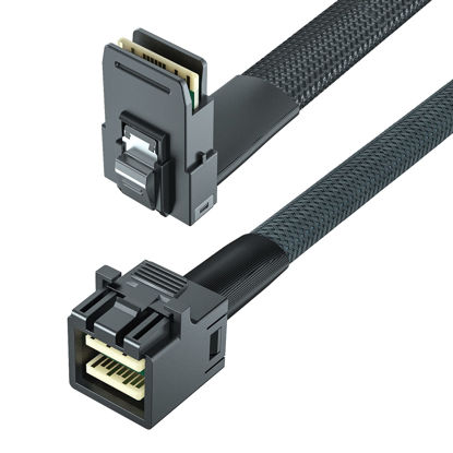Picture of SFF-8643 to SFF-8087 Internal Mini SAS HD Cable, Compatible with Raid Controller Hard Drive, 8087 Right Angle, 100-Ohm, 1-m(3.3ft)