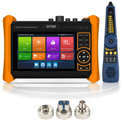 Picture of OTDR Fiber Optic Tester, WANLUTECH 1310/1550nm 34dB/34dB OTDR Event Map OPM OLS VFL CCTV Tester Support 8MP TVI CVI AHD 4K IP Camera Test PoE/RJ45 Cable TDR Test/HDMI VGA in